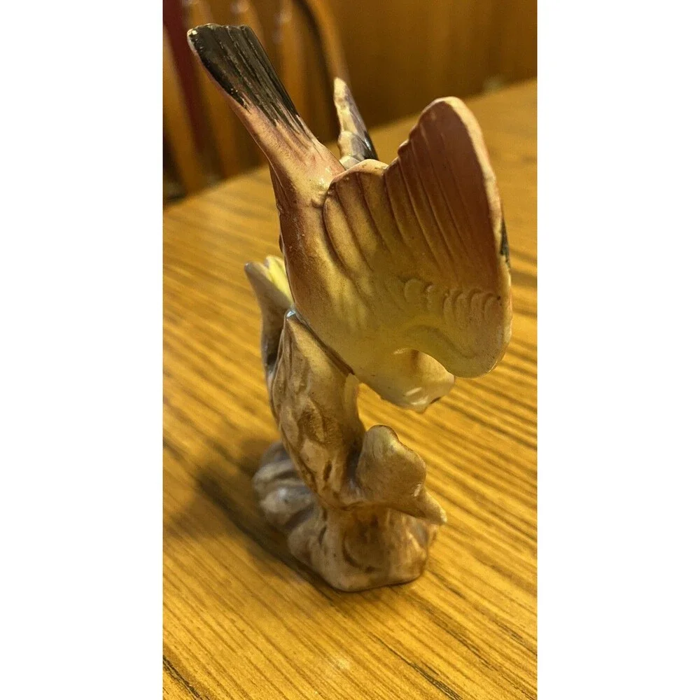 Vintage Bird Open Wings on Tree Branch Porcelain Figurine